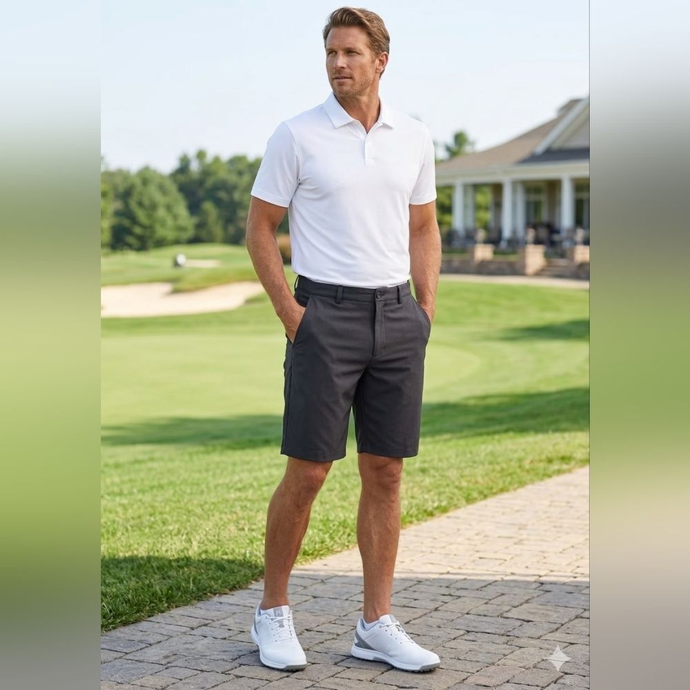Greg Norman Collection Dark Gray Flat Front Shorts
